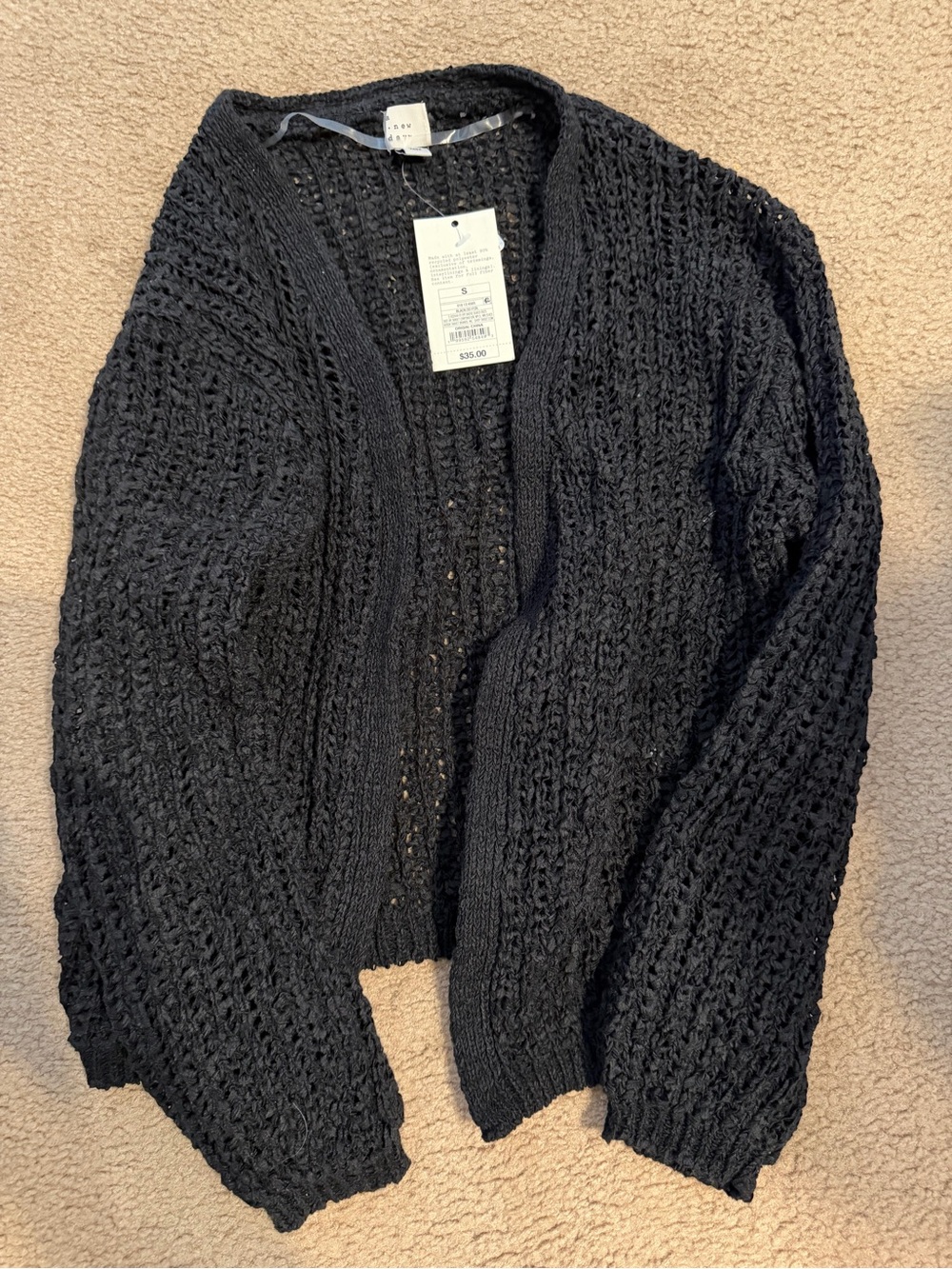 A New Day tape yarn open cardigan